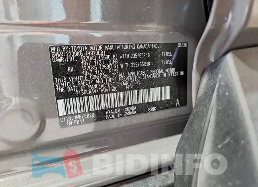 2T36CRAV7TW044500 Photo# 12