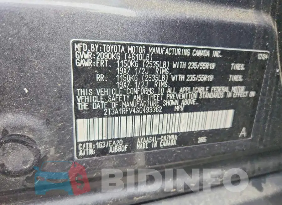 2T3A1RFV4SC499362 Photo# 13