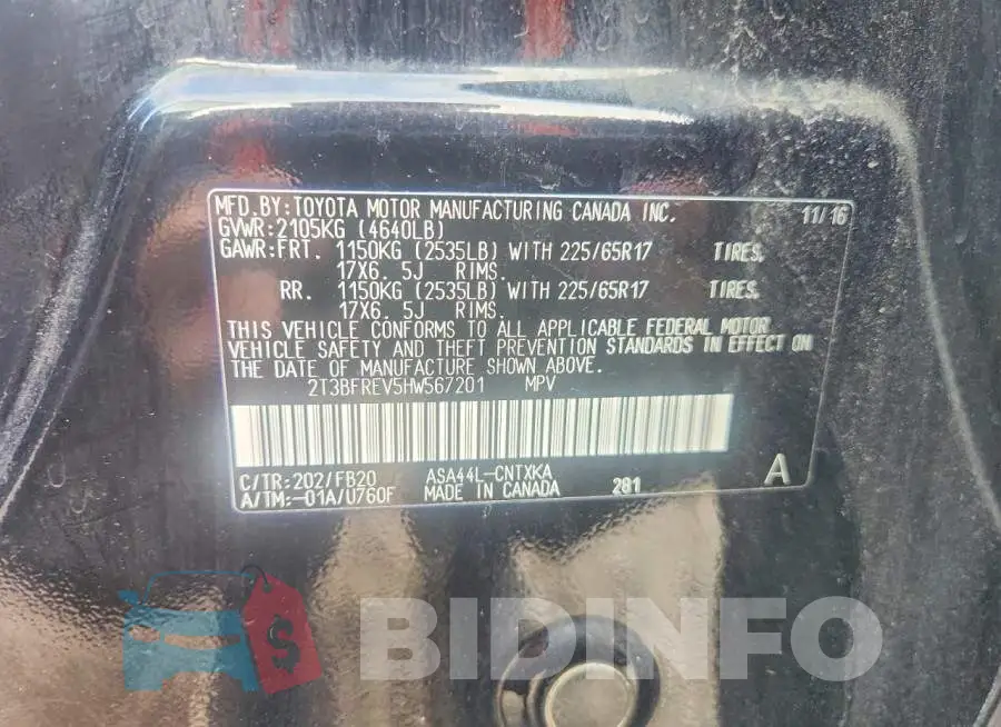 2T3BFREV5HW567201 Photo# 13