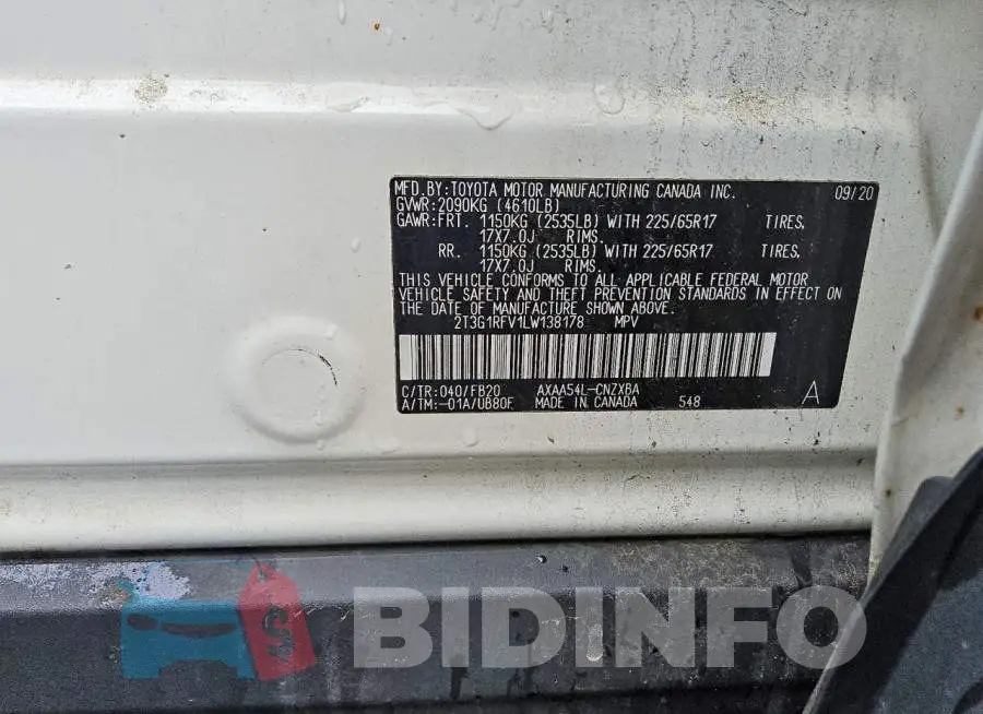2T3G1RFV1LW138178 Photo# 5