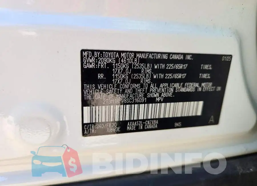 2T3H1RFV8SC316091 Photo# 13