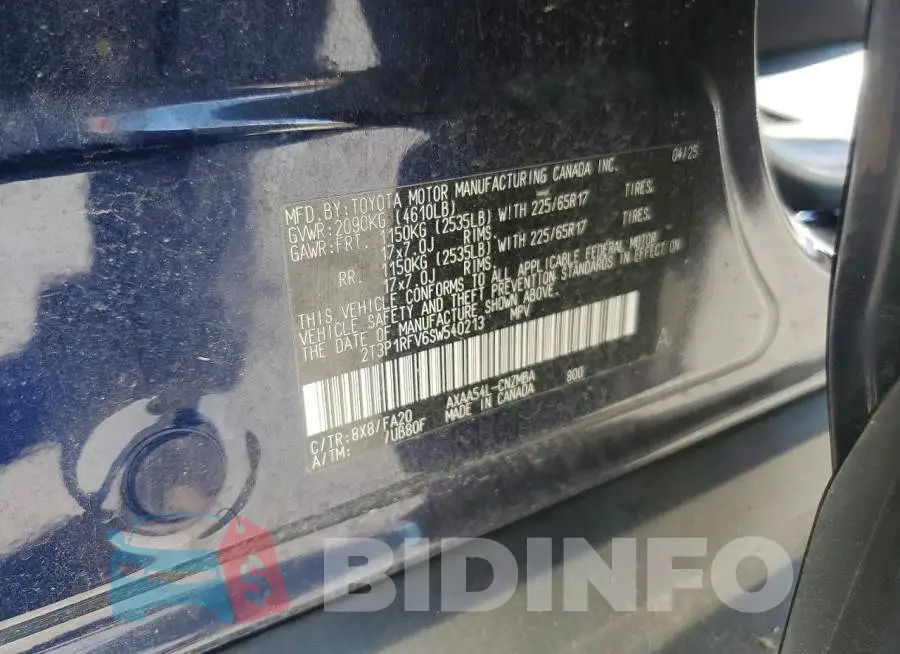 2T3P1RFV6SW540213 Photo# 13