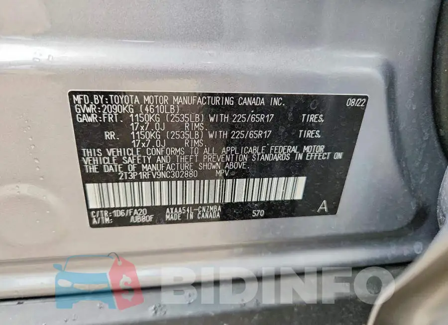 2T3P1RFV9NC302880 Photo# 13