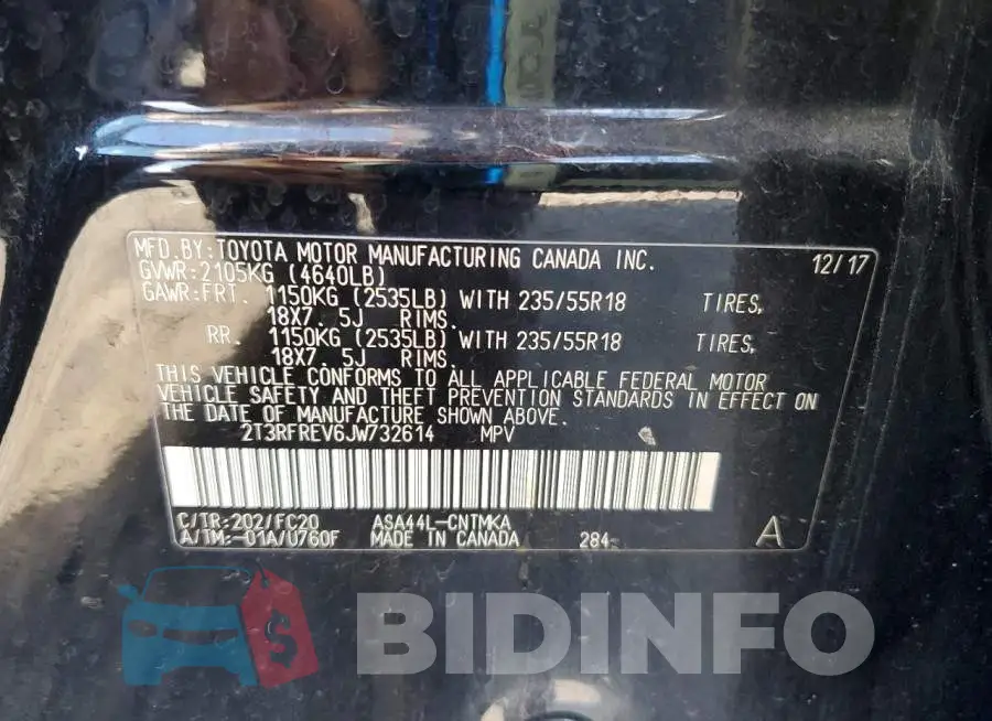 2T3RFREV6JW732614 Photo# 13