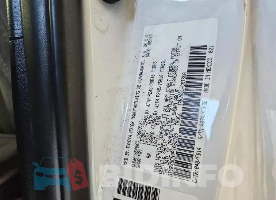 3TYRX5GN9PT082789 Photo# 13