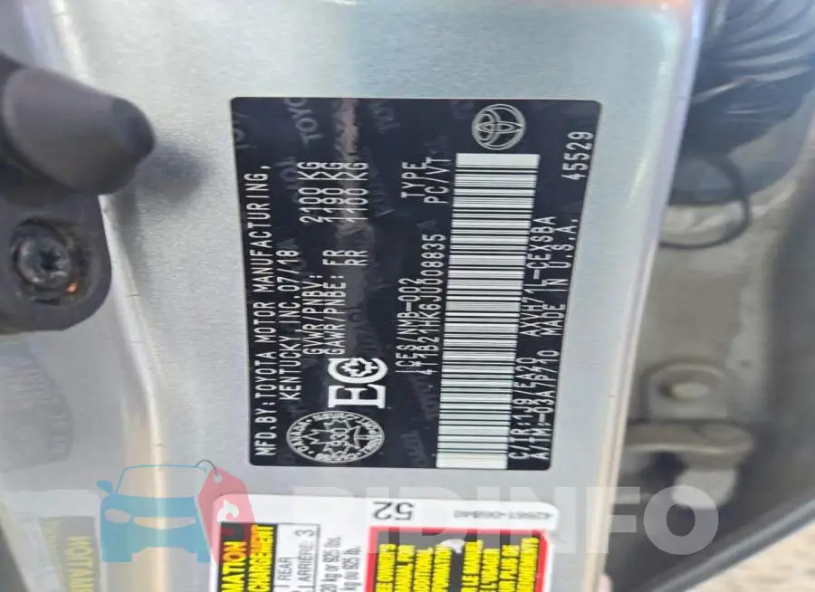 4T1B21HK6JU008835 Photo# 12