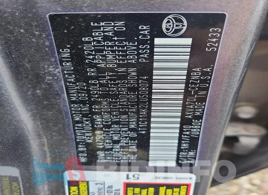 4T1C11AK2LU508074 Photo# 12