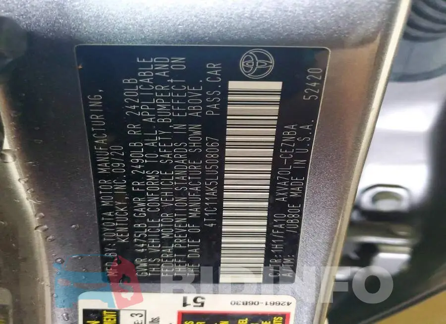 4T1C11AK5LU508067 Photo# 12
