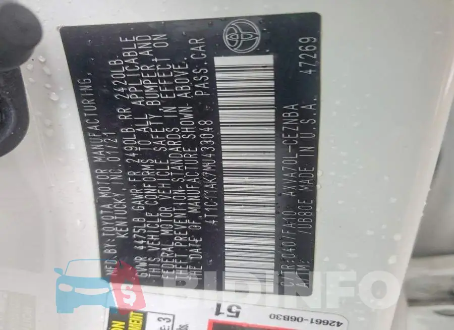 4T1C11AK7MU433048 Photo# 12