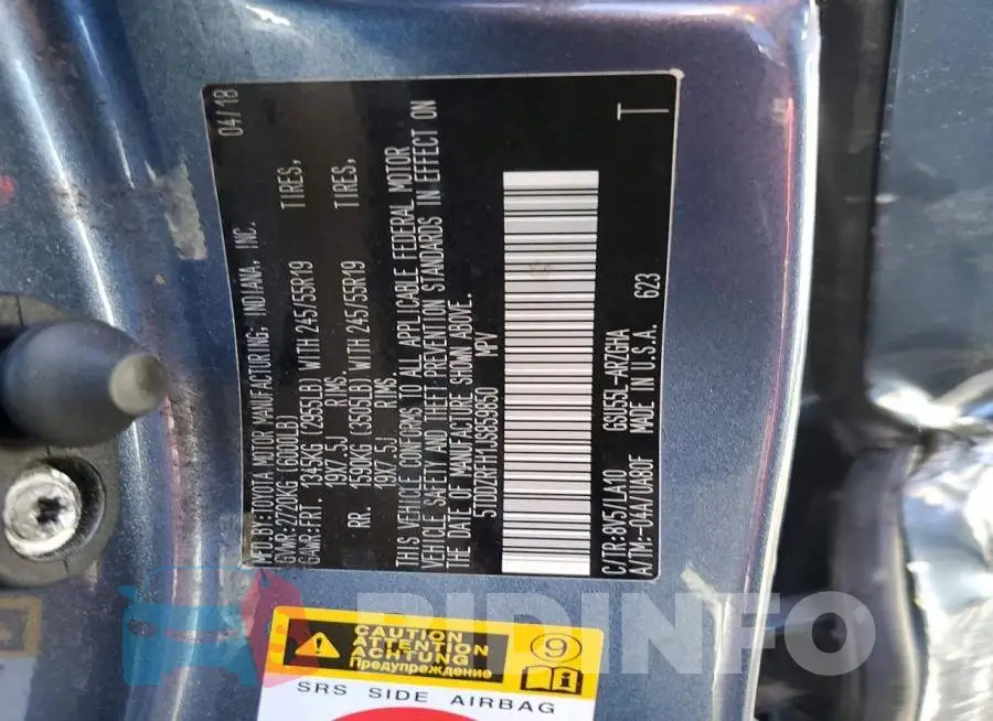 5TDDZRFH1JS859850 Photo# 12
