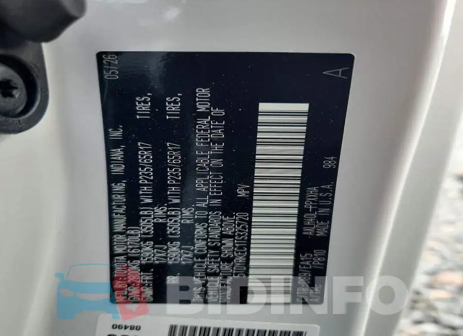 5TDYRKEC1TS325720 Photo# 13