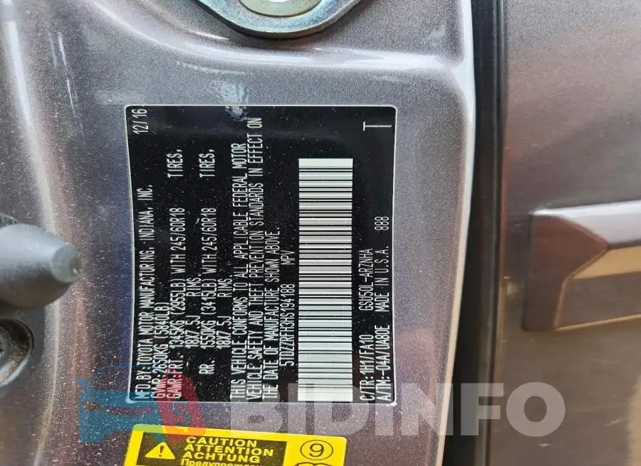5TDZZRFH3HS194188 Photo# 14