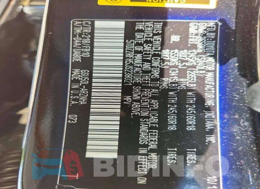 5TDZZRFH5JS238021 Photo# 14