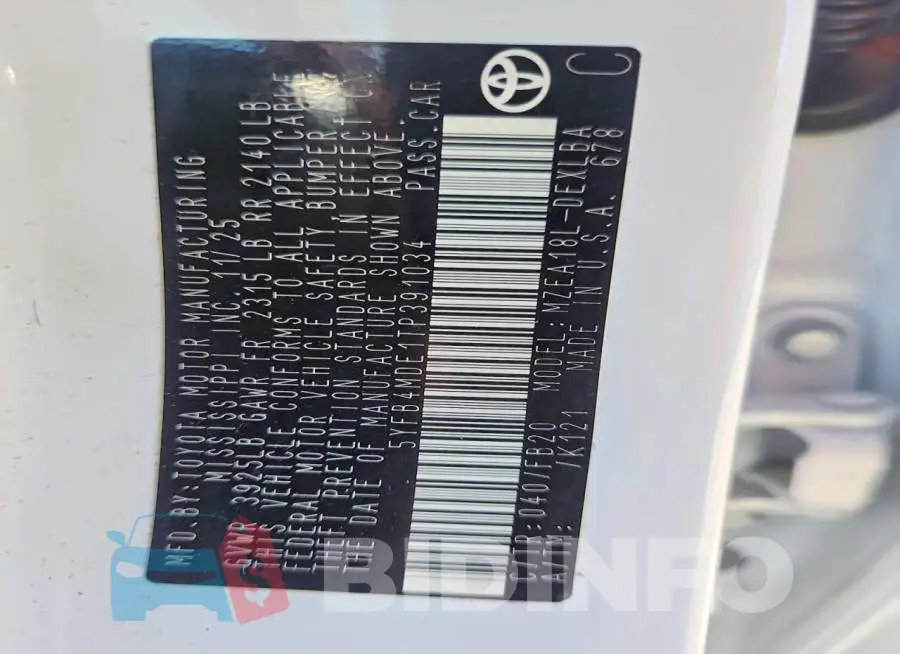 5YFB4MDE1TP391034 Photo# 13