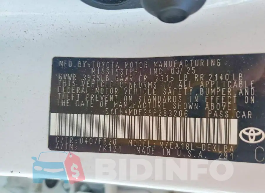 5YFB4MDE3SP283206 Photo# 12
