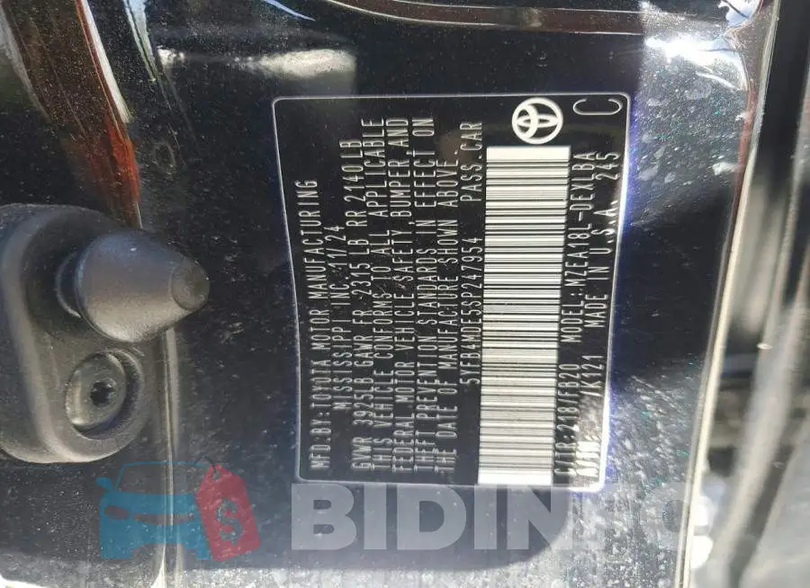 5YFB4MDE5SP247954 Photo# 12