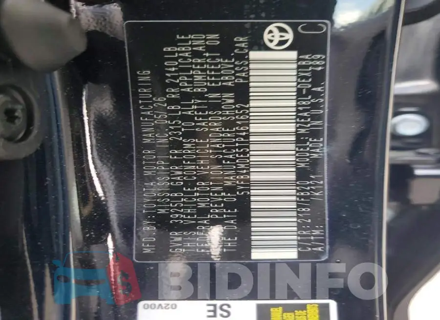 5YFB4MDE5TP461652 Photo# 12