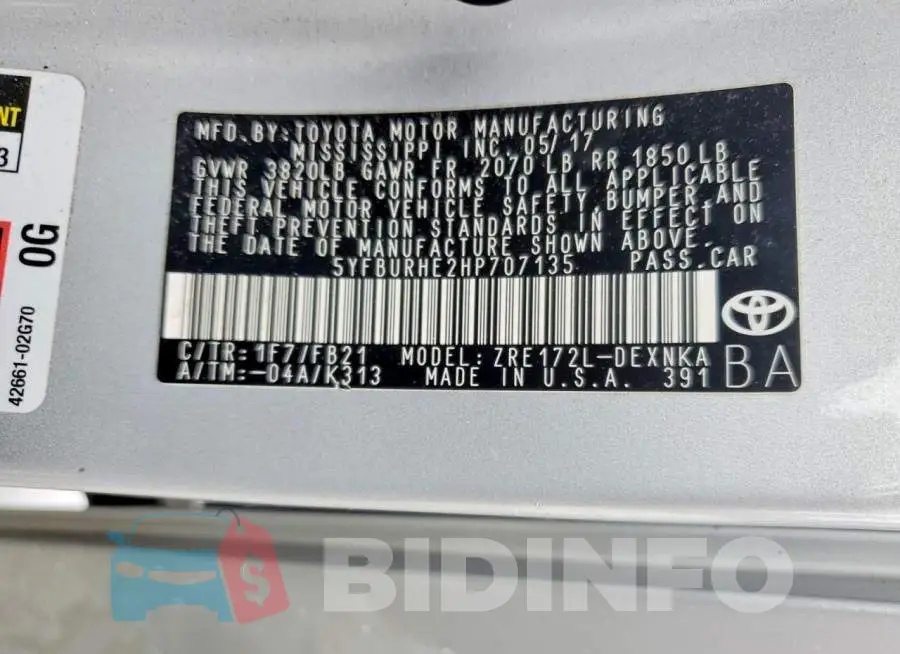 5YFBURHE2HP707135 Photo# 13