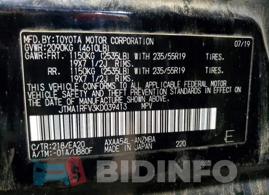 JTMA1RFV3KD039413 Photo# 14
