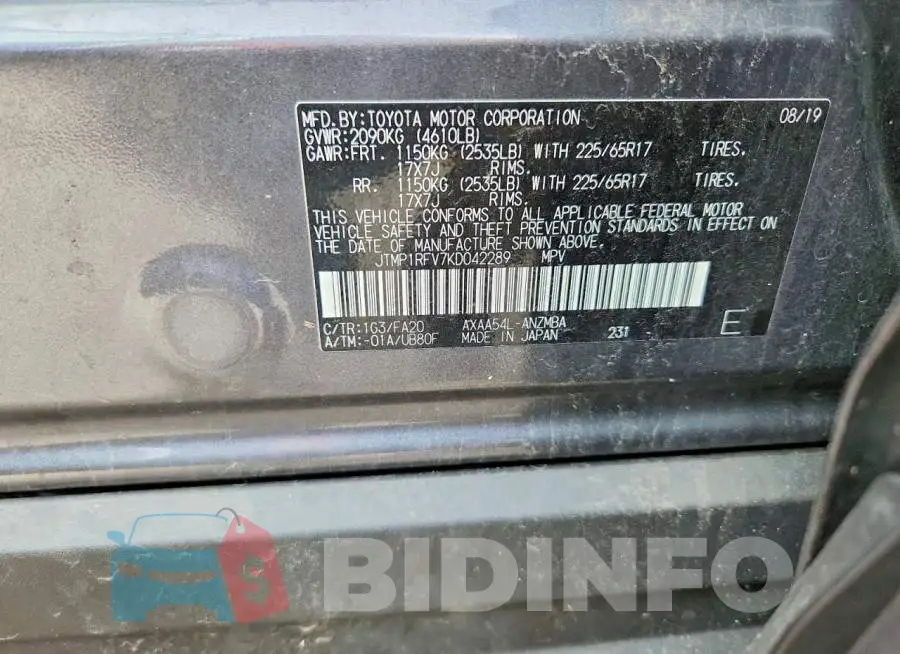 JTMP1RFV7KD042289 Photo# 13