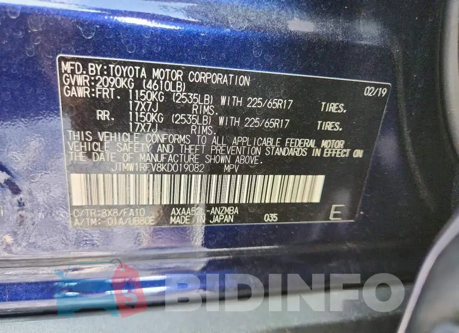JTMW1RFV8KD019082 Photo# 12