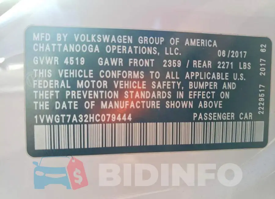 1VWGT7A32HC079444 Photo# 12