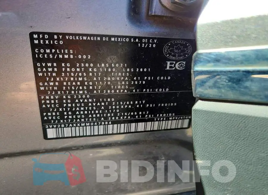3VV2B7AXXMM047984 Photo# 13