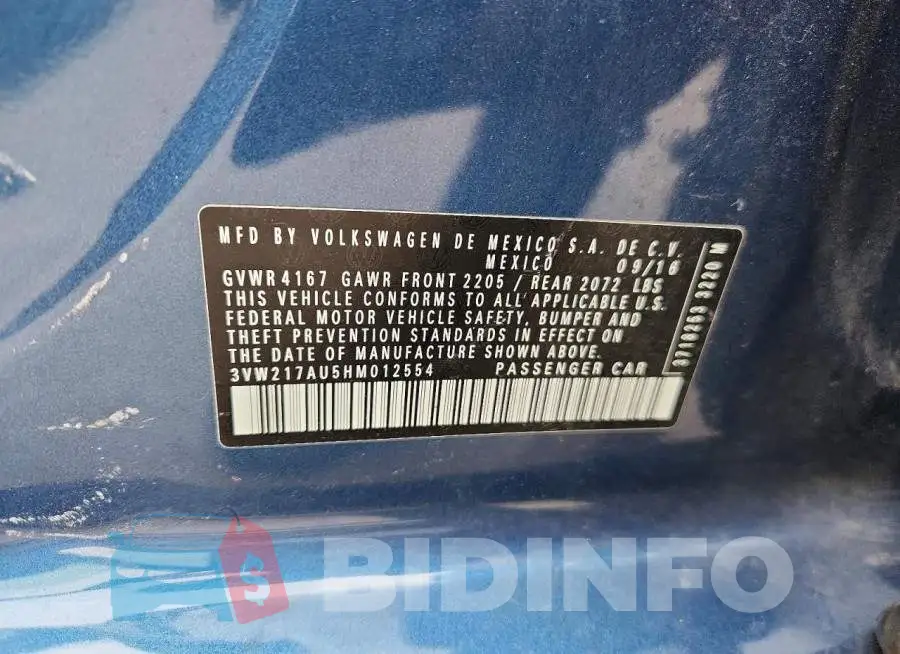 3VW217AU5HM012554 Photo# 12