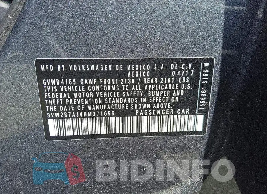 3VW2B7AJ4HM371655 Photo# 12