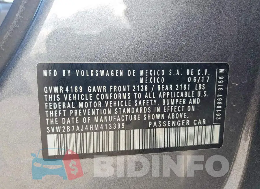 3VW2B7AJ4HM413399 Photo# 12