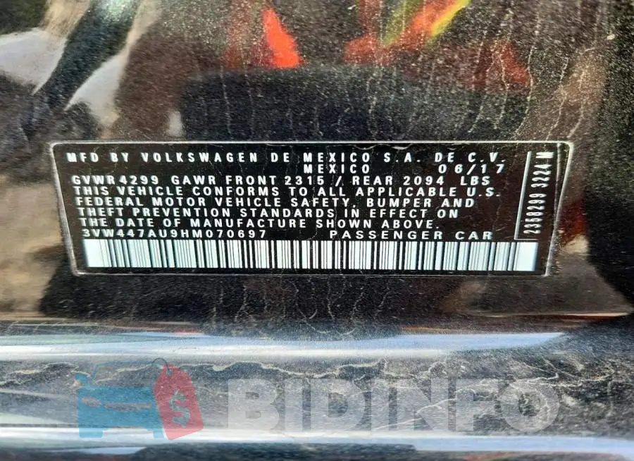 3VW447AU9HM070697 Photo# 12