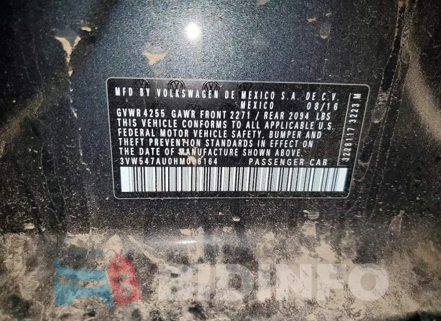 3VW547AU0HM006164 Photo# 12