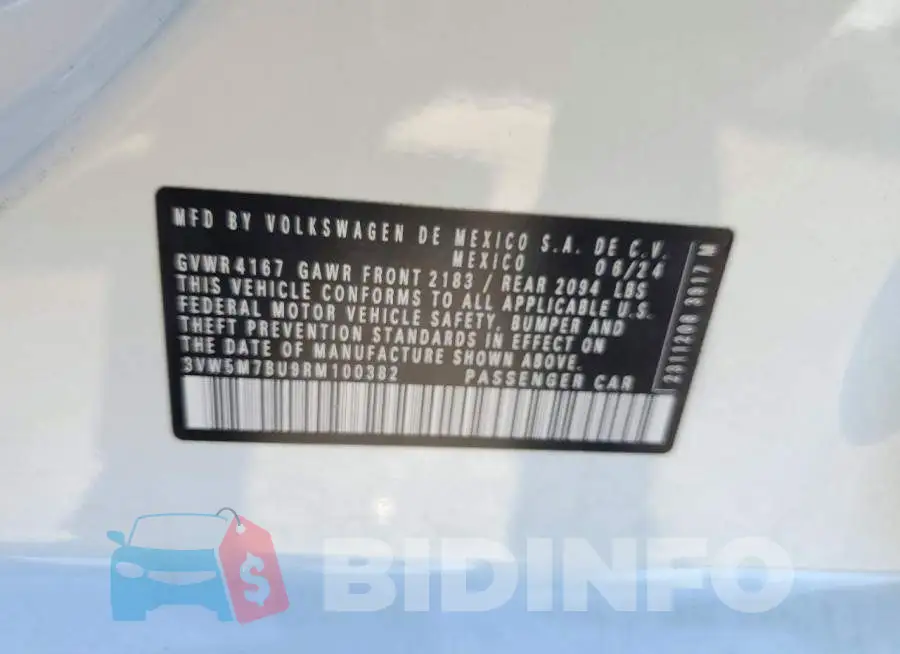 3VW5M7BU9RM100382 Photo# 12