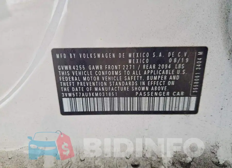 3VW5T7AU9KM031851 Photo# 13