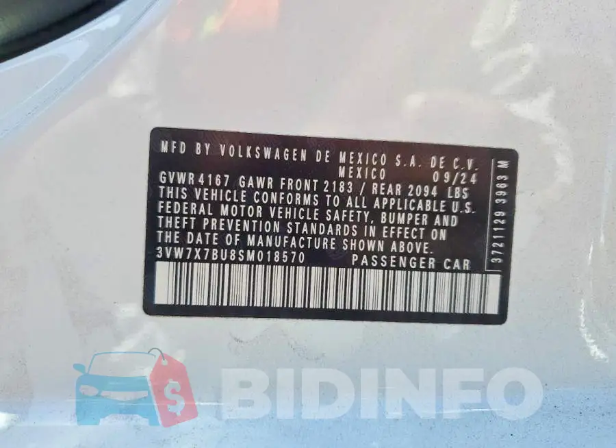 3VW7X7BU8SM018570 Photo# 12