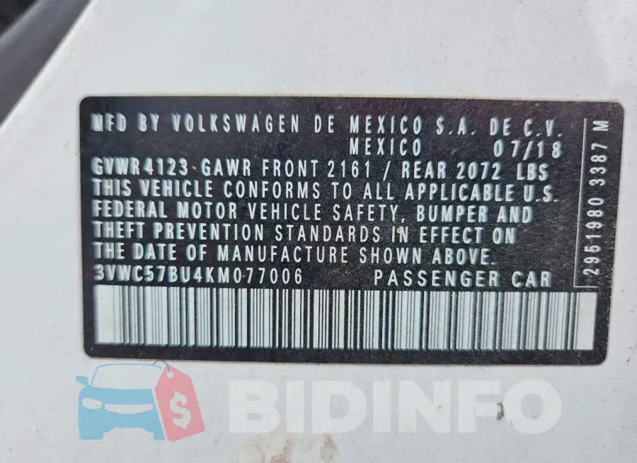 3VWC57BU4KM077006 Photo# 12
