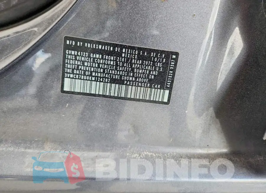 3VWCB7BU0KM124282 Photo# 13