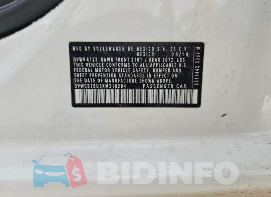 3VWCB7BU3KM218284 Photo# 12