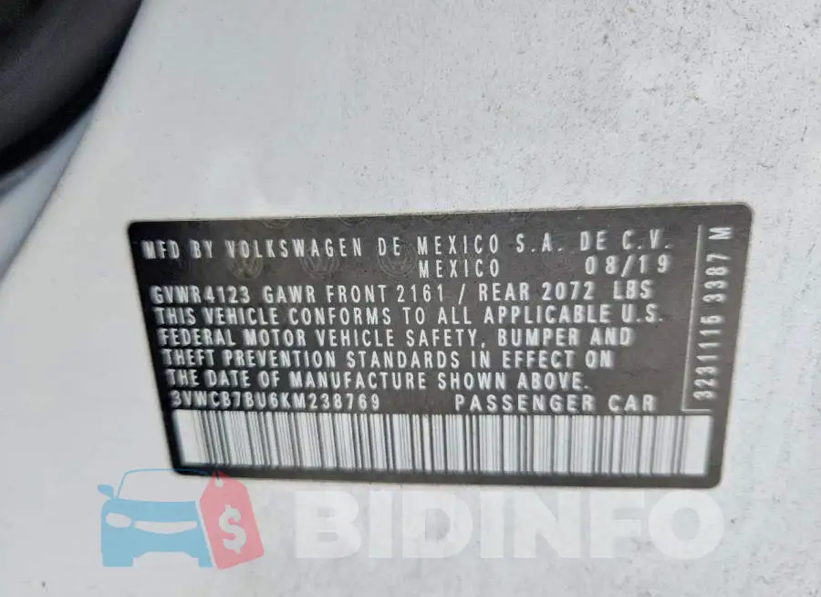 3VWCB7BU6KM238769 Photo# 12