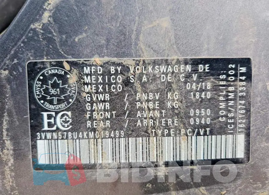 3VWN57BU4KM019499 Photo# 12