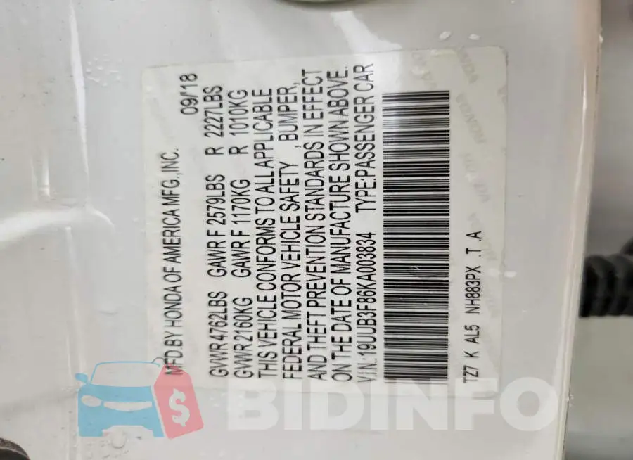 19UUB3F86KA003834 Photo# 12