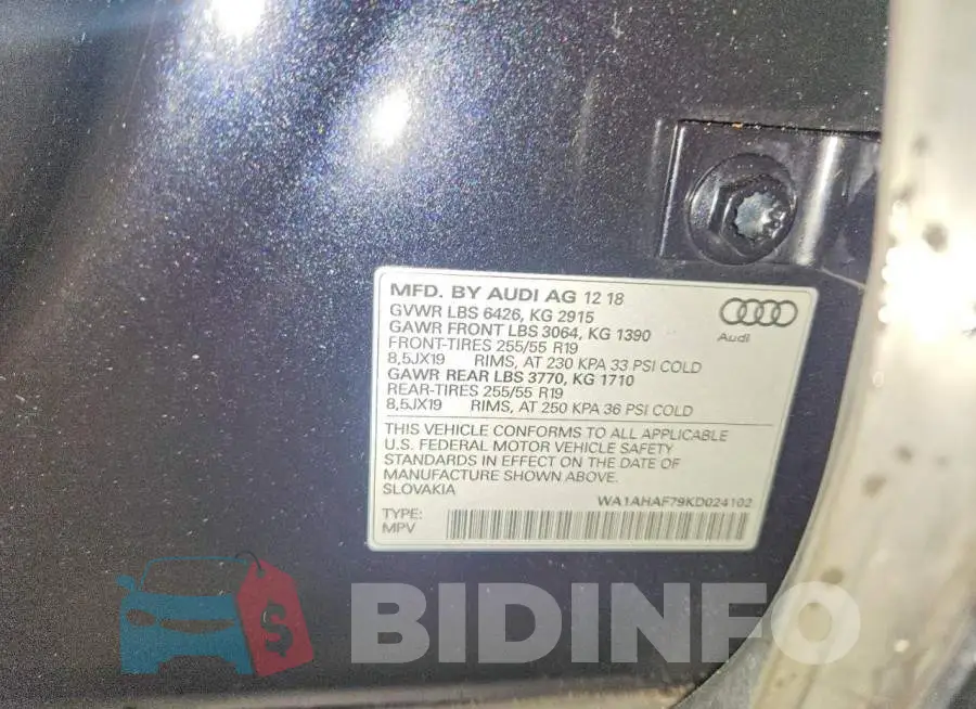 WA1AHAF79KD024102 Photo# 13