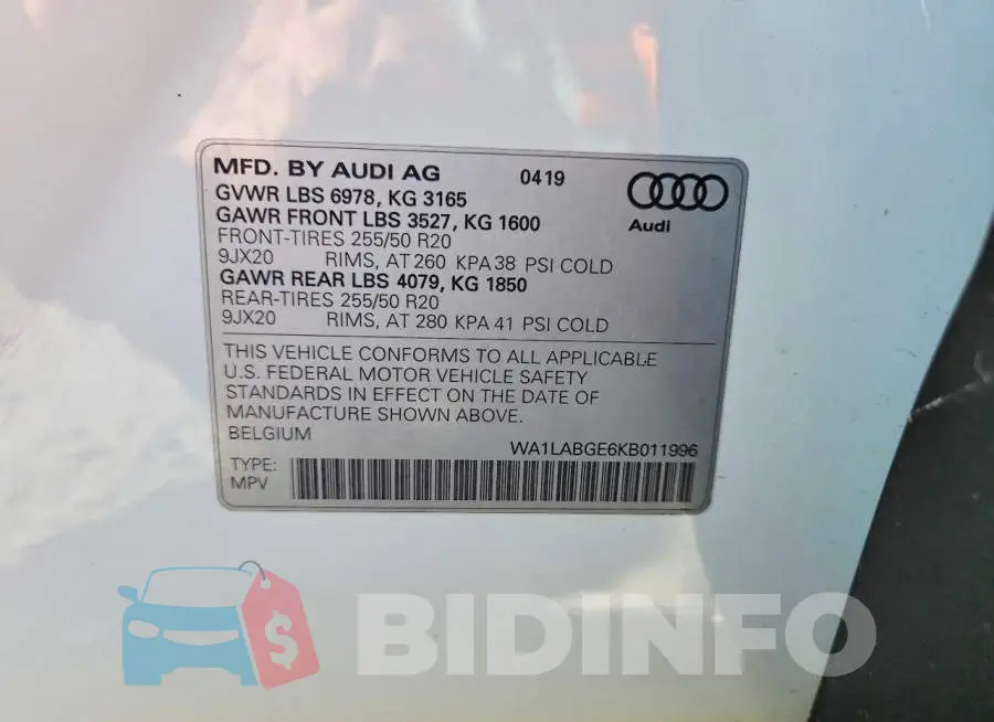 WA1LABGE6KB011996 Photo# 13