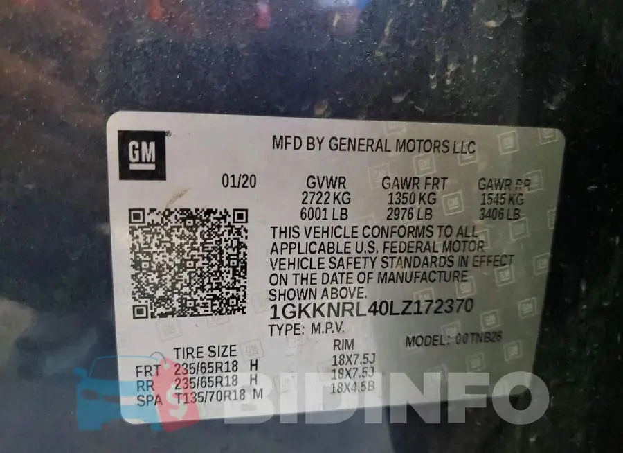 1GKKNRL40LZ172370 Photo# 13