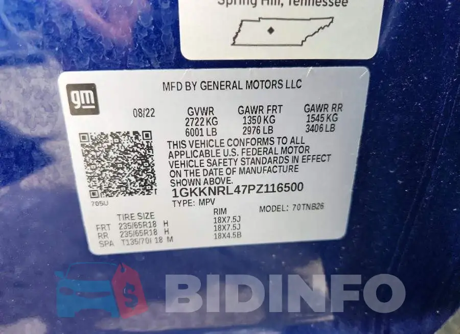 1GKKNRL47PZ116500 Photo# 12