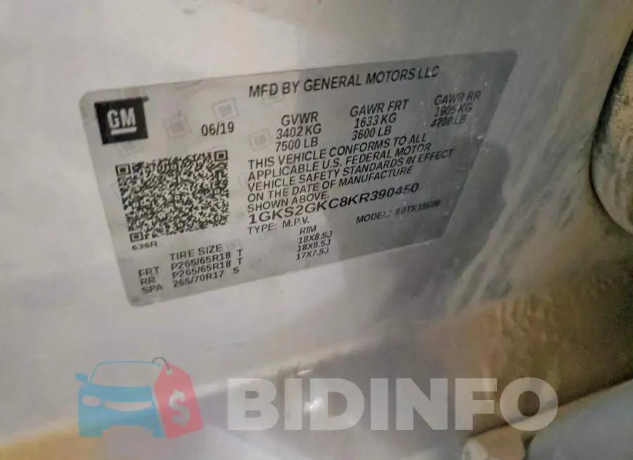 1GKS2GKC8KR390450 Photo# 13