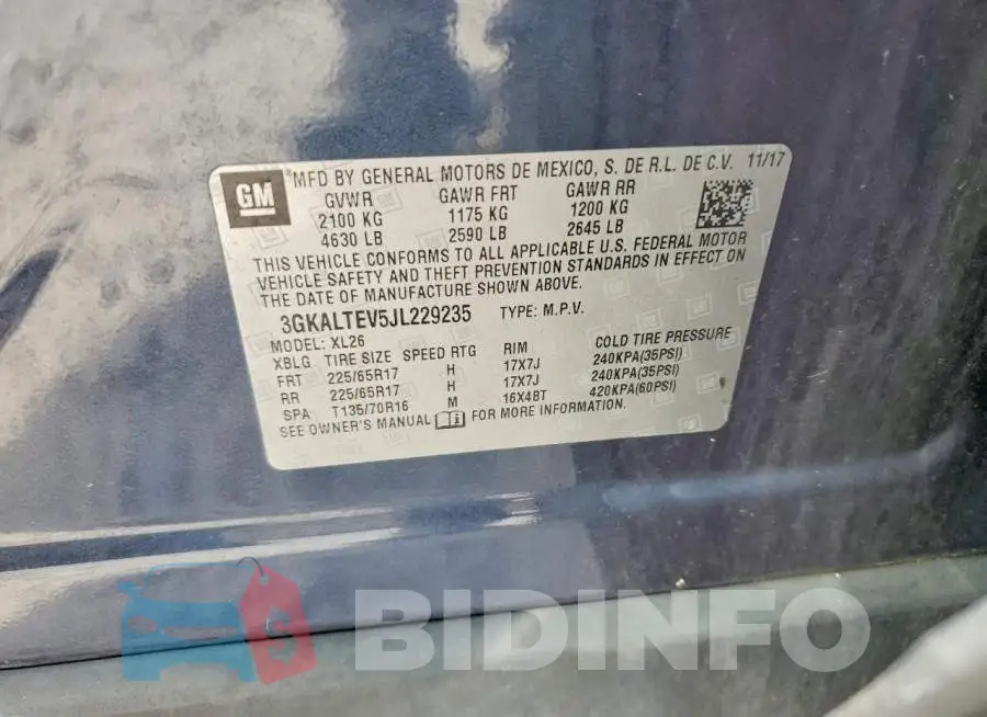 3GKALTEV5JL229235 Photo# 13