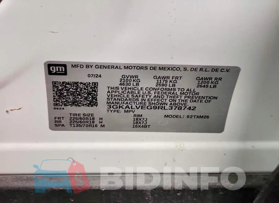 3GKALVEG9RL378742 Photo# 13