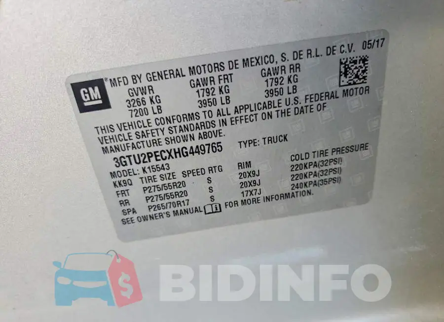 3GTU2PECXHG449765 Photo# 12
