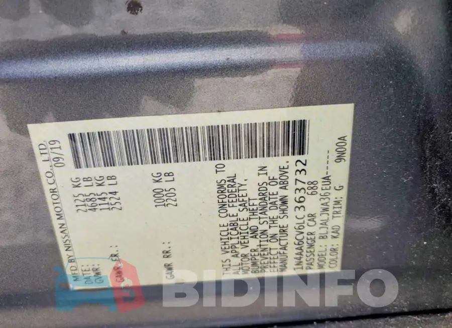 1N4AA6CV6LC363732 Photo# 12